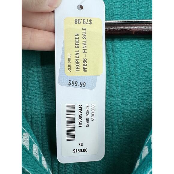 SOFT SURROUNDINGS Womens Jolie Tropical Green Embroidered Dress Size XS NWT - Picture 5 of 10